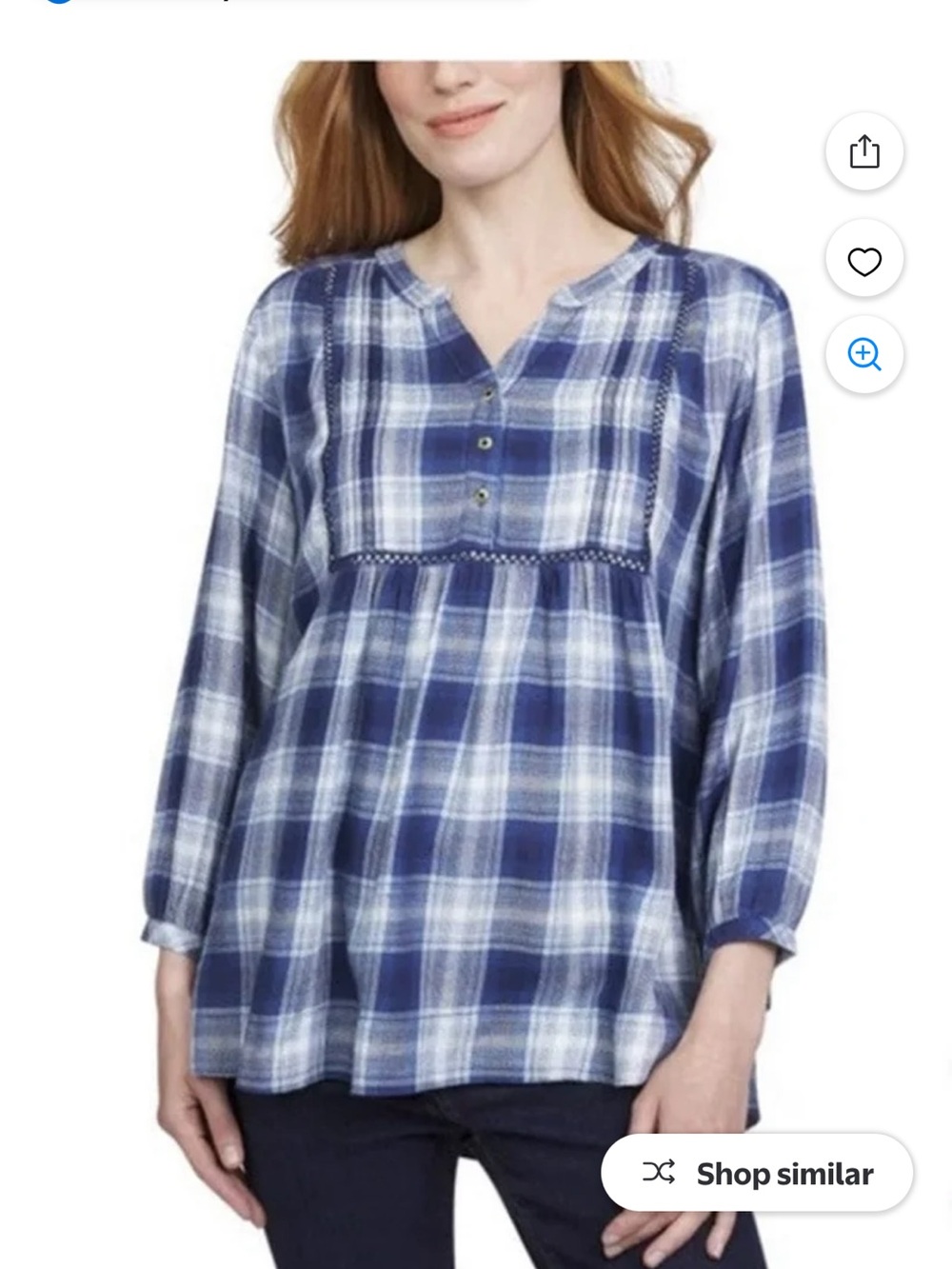 Wrangler Blue Plaid Blouse